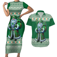 Ireland Christmas Couples Matching Short Sleeve Bodycon Dress and Hawaiian Shirt Irish Santa Claus - Wonder Print Shop