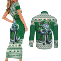 Ireland Christmas Couples Matching Short Sleeve Bodycon Dress and Long Sleeve Button Shirt Irish Santa Claus - undefined