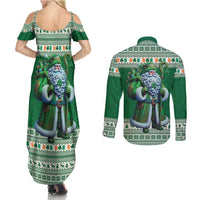 Ireland Christmas Couples Matching Summer Maxi Dress and Long Sleeve Button Shirt Irish Santa Claus - Wonder Print Shop