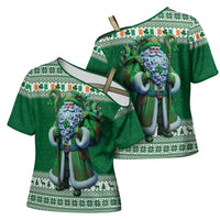 Ireland Christmas Cross Shoulder Shirt Irish Santa Claus - Wonder Print Shop