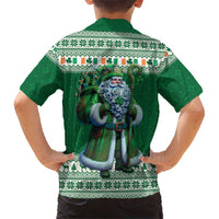 Ireland Christmas Family Matching Off The Shoulder Long Sleeve Dress and Hawaiian Shirt Irish Santa Claus - Wonder Print Shop