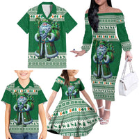 Ireland Christmas Family Matching Off The Shoulder Long Sleeve Dress and Hawaiian Shirt Irish Santa Claus - Wonder Print Shop