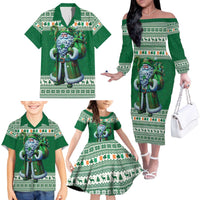 Ireland Christmas Family Matching Off The Shoulder Long Sleeve Dress and Hawaiian Shirt Irish Santa Claus - Wonder Print Shop