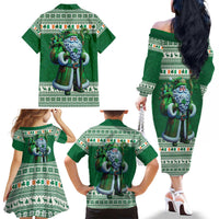 Ireland Christmas Family Matching Off The Shoulder Long Sleeve Dress and Hawaiian Shirt Irish Santa Claus - Wonder Print Shop
