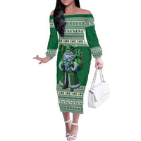 Ireland Christmas Family Matching Off The Shoulder Long Sleeve Dress and Hawaiian Shirt Irish Santa Claus - Wonder Print Shop