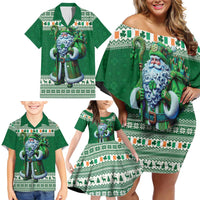 Ireland Christmas Family Matching Off Shoulder Short Dress and Hawaiian Shirt Irish Santa Claus - Wonder Print Shop