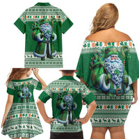Ireland Christmas Family Matching Off Shoulder Short Dress and Hawaiian Shirt Irish Santa Claus - Wonder Print Shop