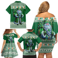 Ireland Christmas Family Matching Off Shoulder Short Dress and Hawaiian Shirt Irish Santa Claus - Wonder Print Shop