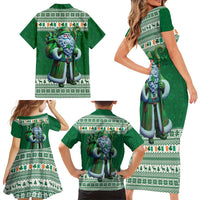 Ireland Christmas Family Matching Short Sleeve Bodycon Dress and Hawaiian Shirt Irish Santa Claus - Wonder Print Shop