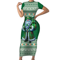 Ireland Christmas Family Matching Short Sleeve Bodycon Dress and Hawaiian Shirt Irish Santa Claus - Wonder Print Shop