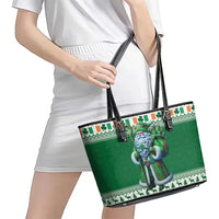 Ireland Christmas Leather Tote Bag Irish Santa Claus - Wonder Print Shop