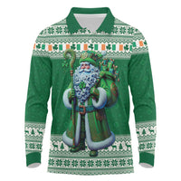Ireland Christmas Long Sleeve Polo Shirt Irish Santa Claus - Wonder Print Shop