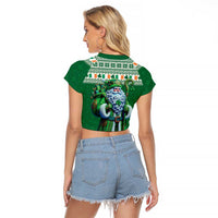 Ireland Christmas Raglan Cropped T Shirt Irish Santa Claus - Wonder Print Shop