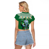 Ireland Christmas Raglan Cropped T Shirt Irish Santa Claus - Wonder Print Shop