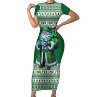 Ireland Christmas Short Sleeve Bodycon Dress Irish Santa Claus - Wonder Print Shop