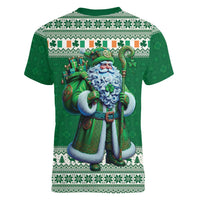 Ireland Christmas Women V-Neck T-Shirt Irish Santa Claus - Wonder Print Shop