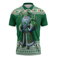 Ireland Christmas Zipper Polo Shirt Irish Santa Claus - Wonder Print Shop