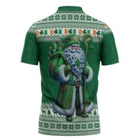 Ireland Christmas Zipper Polo Shirt Irish Santa Claus - Wonder Print Shop