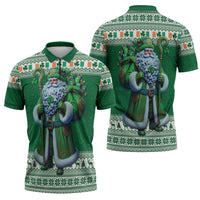 Ireland Christmas Zipper Polo Shirt Irish Santa Claus - Wonder Print Shop