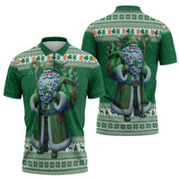 Ireland Christmas Zipper Polo Shirt Irish Santa Claus - Wonder Print Shop