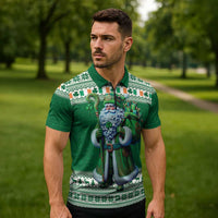 Ireland Christmas Zipper Polo Shirt Irish Santa Claus - Wonder Print Shop