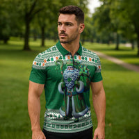 Ireland Christmas Zipper Polo Shirt Irish Santa Claus - Wonder Print Shop