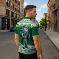 Ireland Christmas Zipper Polo Shirt Irish Santa Claus - Wonder Print Shop