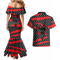 Albania Beast Couples Matching Mermaid Dress and Hawaiian Shirt Ripped Flag Graphic - Wonder Print Shop