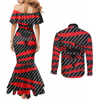 Albania Beast Couples Matching Mermaid Dress and Long Sleeve Button Shirt Ripped Flag Graphic - Wonder Print Shop