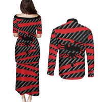 Albania Beast Couples Matching Puletasi and Long Sleeve Button Shirt Ripped Flag Graphic - Wonder Print Shop