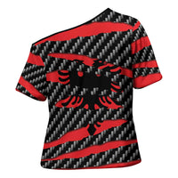 Albania Beast Cross Shoulder Shirt Ripped Flag Graphic - Wonder Print Shop