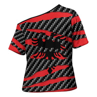 Albania Beast Cross Shoulder Shirt Ripped Flag Graphic - Wonder Print Shop