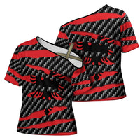 Albania Beast Cross Shoulder Shirt Ripped Flag Graphic - Wonder Print Shop