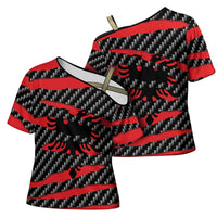 Albania Beast Cross Shoulder Shirt Ripped Flag Graphic - Wonder Print Shop