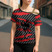 Albania Beast Cross Shoulder Shirt Ripped Flag Graphic - Wonder Print Shop