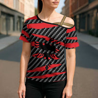 Albania Beast Cross Shoulder Shirt Ripped Flag Graphic - Wonder Print Shop