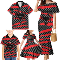 Albania Beast Family Matching Mermaid Dress and Hawaiian Shirt Ripped Flag Graphic - Wonder Print Shop