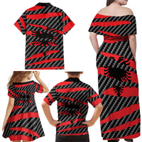 Albania Beast Family Matching Off Shoulder Maxi Dress and Hawaiian Shirt Ripped Flag Graphic - Wonder Print Shop