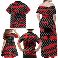 Albania Beast Family Matching Off Shoulder Maxi Dress and Hawaiian Shirt Ripped Flag Graphic - Wonder Print Shop