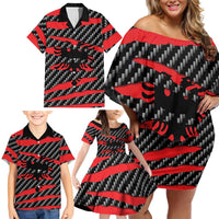 Albania Beast Family Matching Off Shoulder Short Dress and Hawaiian Shirt Ripped Flag Graphic - Wonder Print Shop