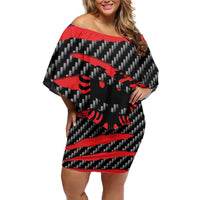 Albania Beast Family Matching Off Shoulder Short Dress and Hawaiian Shirt Ripped Flag Graphic - Wonder Print Shop