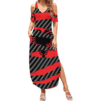 Albania Beast Family Matching Summer Maxi Dress and Hawaiian Shirt Ripped Flag Graphic - Wonder Print Shop