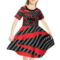 Albania Beast Kid Short Sleeve Dress Ripped Flag Graphic - Wonder Print Shop
