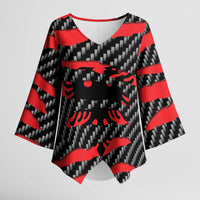 Albania Beast Kimono Sleeve Blouse Ripped Flag Graphic - Wonder Print Shop