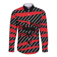 Albania Beast Long Sleeve Button Shirt Ripped Flag Graphic - Wonder Print Shop