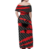 Albania Beast Off Shoulder Maxi Dress Ripped Flag Graphic - Wonder Print Shop