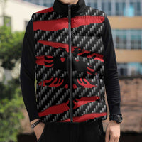 Albania Beast Sleeveless Puffer Jacket Ripped Flag Graphic - Wonder Print Shop