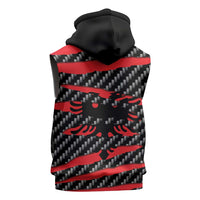 Albania Beast Sleeveless Zip Hoodie Ripped Flag Graphic - Wonder Print Shop