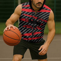Albania Beast Sleeveless Zip Hoodie Ripped Flag Graphic - Wonder Print Shop