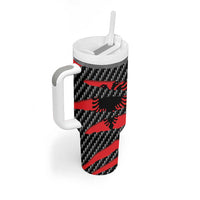 Albania Beast Tumbler With Handle Ripped Flag Graphic - Wonder Print Shop